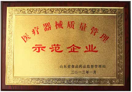 山东91香蕉小视频入口医疗器械质量管理示范企业荣誉证书